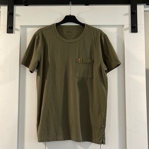 Fjallraven Army Green T Shirt with Leather Logo